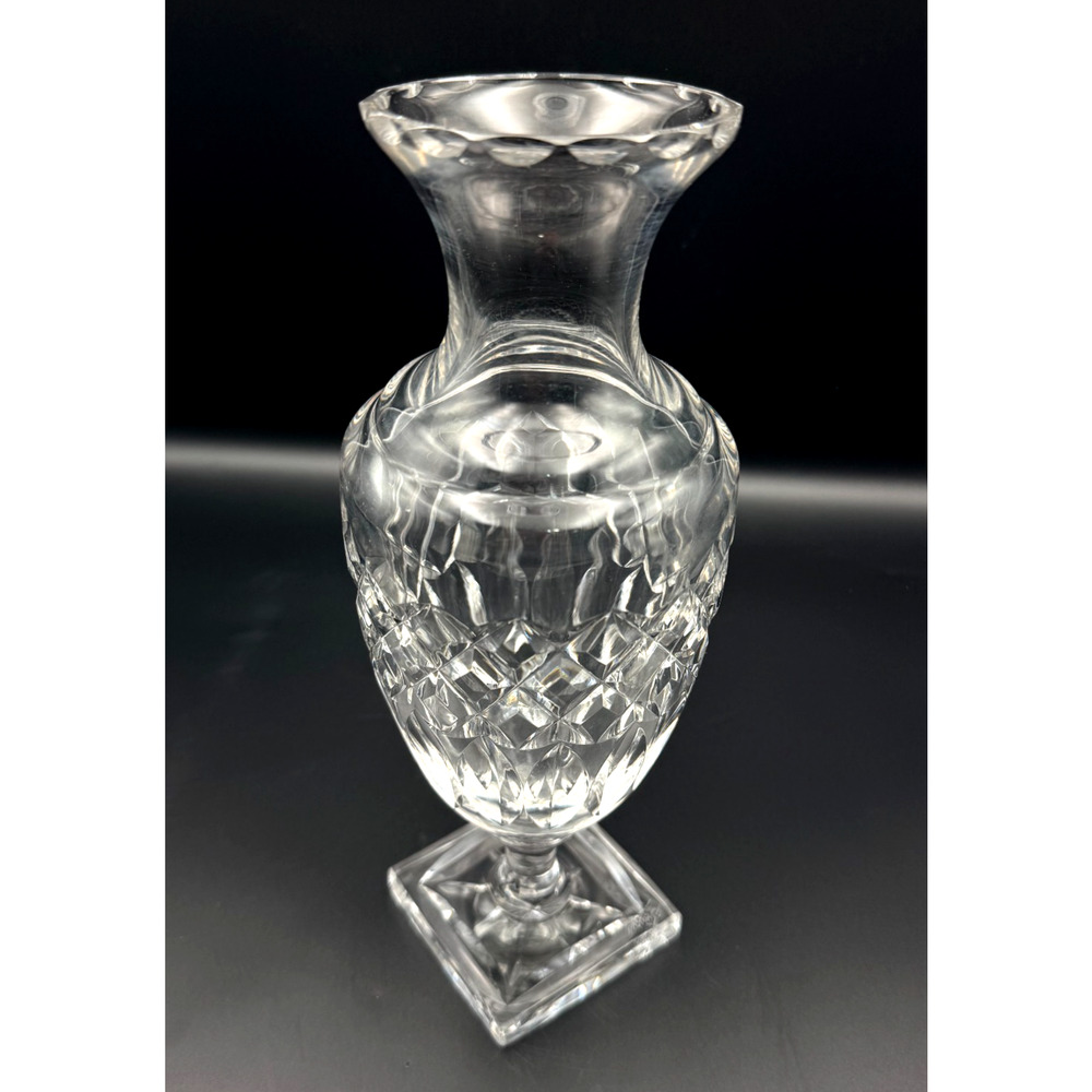 Vintage Sèvres France 10" Crystal Baluster Vase Urn Diamond Cut Pedestal Base - Picture 2 of 10